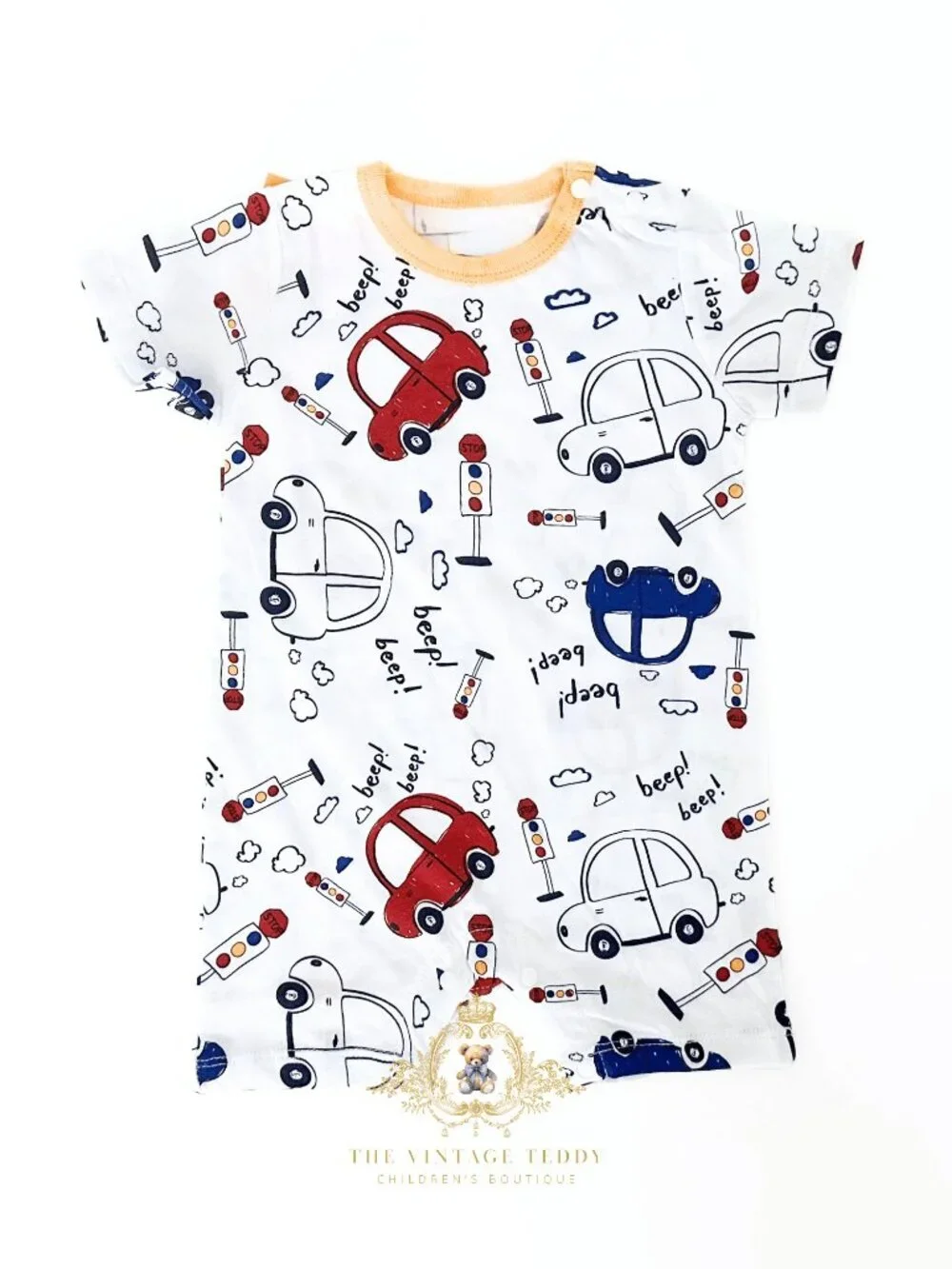 NWT Cute Boys One-piece Sleep N' Play Romper Cars Go Beep! Beep! Colorful 0-3M